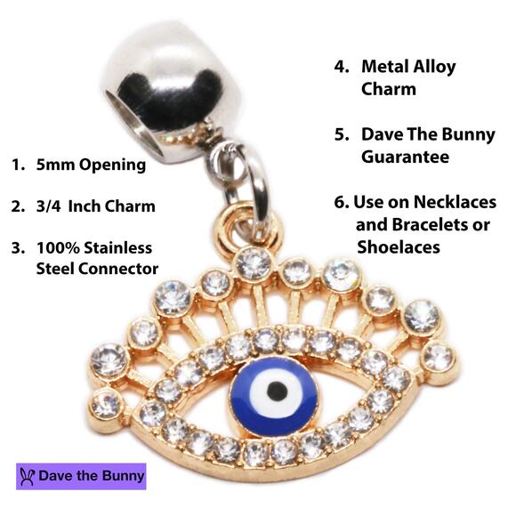 Evil Eye Charms for Bracelets - Evil Eye Decor for a Necklace - Picture 2 of 5